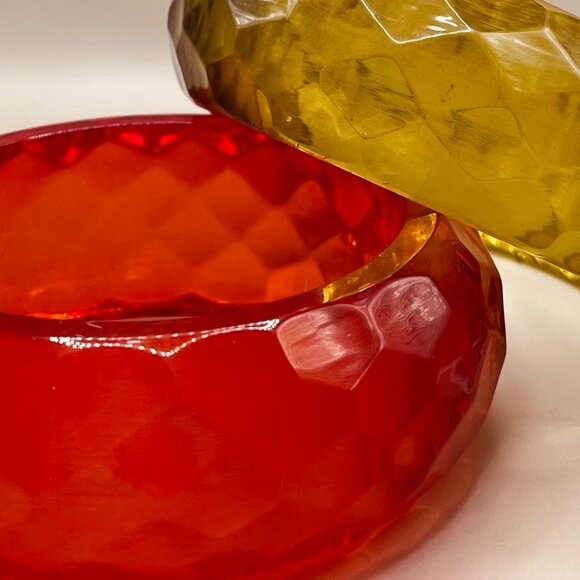 Rich Orange Faceted Acrylic Bracelet - Picture 8 of 16